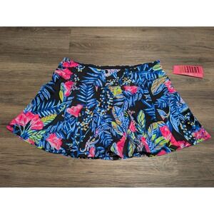 Lilly Pulitzer Luxletic Rosalla Skort Onyx Earned Stripes Floral Tiger Large NWT